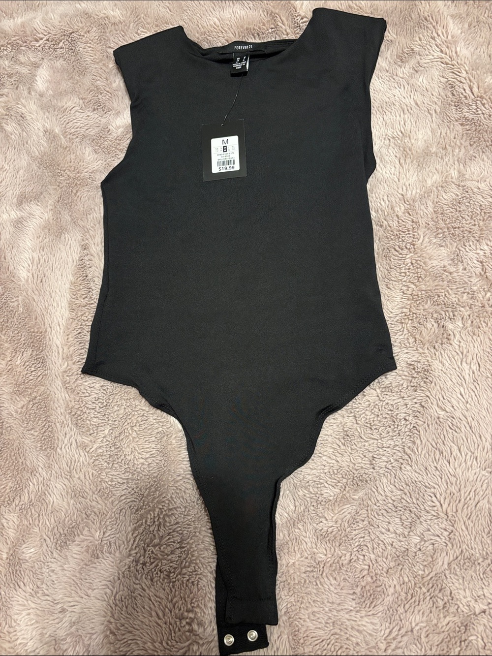Forever 21 Black Sleeveless Bodysuit with Shoulder Pads